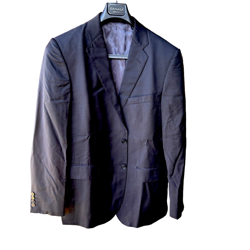 Slim fit Ermenegildo Zegna Saks Fifth Avenue Black‎ Wool Laine Rich Black Blazer